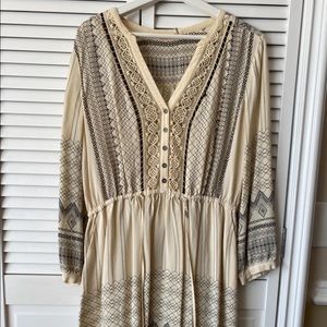Anthropologie Floreat Cream & Black Dress
